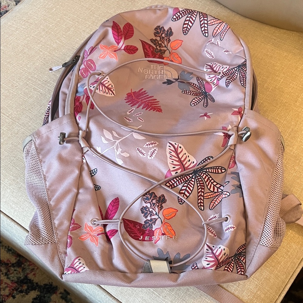 The North Face Women's Pink and Purple Leaf Botanical Backpack